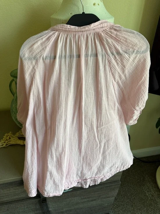 Free People Light Pink Button-Front Women’s Blouse - Picture 4 of 4
